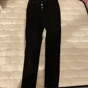Black SHEIN Jeans with one whole at each knee